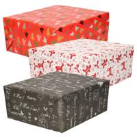 Luxe Kerst cadeaupapier pakket - 3 prints mix - 9x rollen - 250 x 70 cm - cadeaupapier