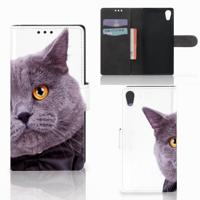 Sony Xperia XA1 | Telefoonhoesje | Met pasjeshouder | Kat