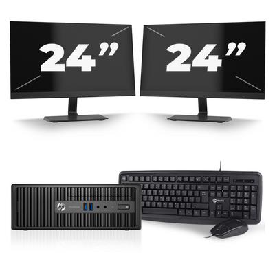 HP ProDesk 400 G3 SFF - Intel Core i7-6e Generatie - 16GB RAM - 256GB SSD - Windows 11 + 2x 24 inch Monitor