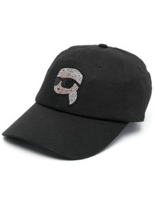 Karl Lagerfeld casquette Ikonik à ornements strassés - Noir