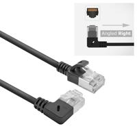 ACT DA2901 U/FTP CAT6A LSZH Slimline Patchkabel | RJ45 Connectoren Recht naar 90° Haaks Rechts | Zwart | 1 meter - thumbnail