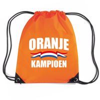 Oranje kampioen voetbal rugzakje / sporttas met rijgkoord oranje - thumbnail