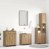 4-delige Badkamermeubelset bewerkt hout artisanaal eikenkleur