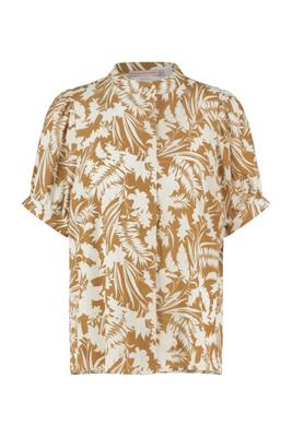 Ted flower crepe blouse - offwhite/mustard - 07057