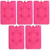 Koelelement plat - 5x - roze - 200 ml - 11 x 16 cm - koeltas/koelbox element