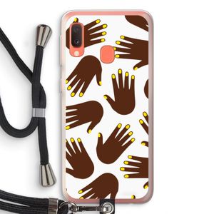 Hands dark: Samsung Galaxy A20e Transparant Hoesje met koord