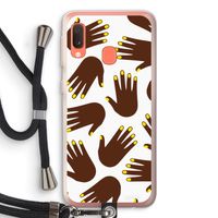 Hands dark: Samsung Galaxy A20e Transparant Hoesje met koord