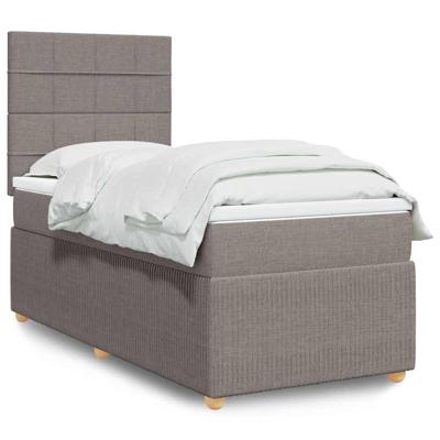 Boxspring met matras stof taupe 90x190 cm