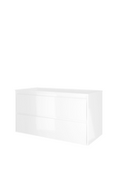 Proline polystone Elegant badmeubelset met wastafelonderkast met 2 lades en polystone wastafel zonder kraangat 100 x 54,5 x 46 cm, glanzend wit /