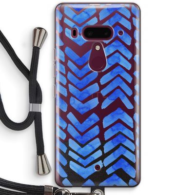Blauwe pijlen: HTC U12+ Transparant Hoesje met koord