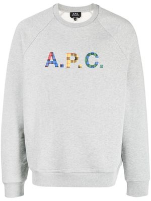A.P.C. sweat Shaun à logo tartan - Gris