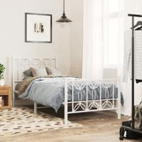 Bedframe met hoofd- en voeteneinde metaal wit 90x190 cm