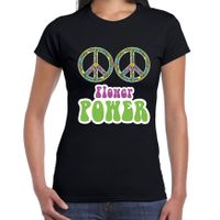 Flower power boobs t-shirt zwart dames - thumbnail