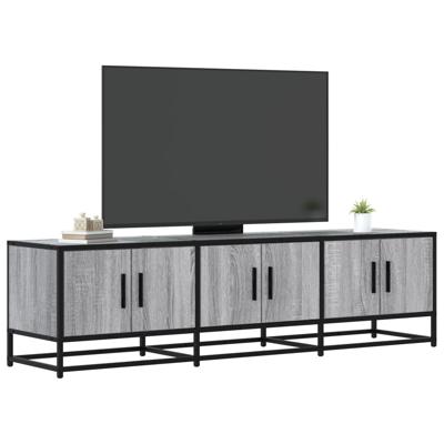 Tv-meubel 150x35x41 cm bewerkt hout metaal grijs sonoma eiken