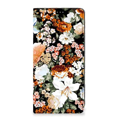 Smart Cover voor Samsung Galaxy A21s Dark Flowers Smart Cover voor Samsung Galaxy A21s Dark Flowers