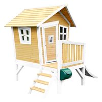 AXI Robin Speelhuis op palen & witte glijbaan Speelhuisje voor de tuin / buiten in bruin & wit van FSC hout - thumbnail
