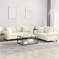 2-delige Loungeset met kussens fluweel crèmekleurig 2-delige Loungeset met kussens fluweel crèmekleurig