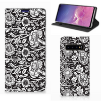 Samsung Galaxy S10 Smart Cover Black Flowers - thumbnail