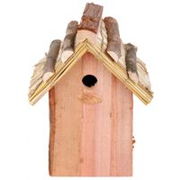 Houten vogelhuisje met rieten dakje 18x27 cm Houten vogelhuisje met rieten dakje 18x27 cm
