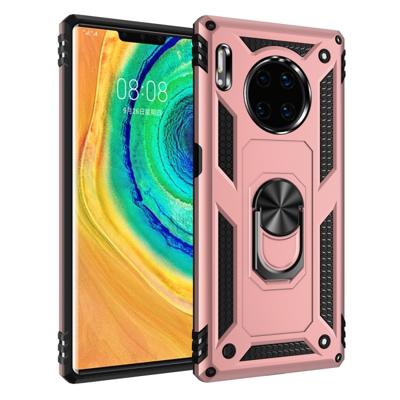 Voor Huawei mate 30 Pro Armor schokbestendig TPU + PC beschermhoes met 360 graden rotatie houder (Rose goud)