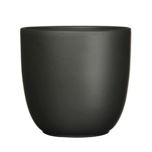 Plantenpot/bloempot Tusca - Zwart - keramiek - mat - D14.5/H14 cm