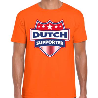 Dutch supporter schild t-shirt - oranje - voor heren - Nederland landen thema kleding - Koningsdag Dutch supporter schild t-shirt - oranje - voor heren - Nederland landen thema kleding - Koningsdag