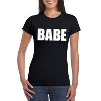 Babe tekst t-shirt zwart dames - thumbnail