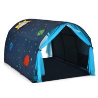 Tentje op Kinderbedje Speeltent in Prinsessenstijl voor Kinderen Kindertent met Venster & Tas & Gordijn Blauw