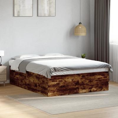Bedframe bewerkt hout gerookt eikenkleurig 160x200 cm