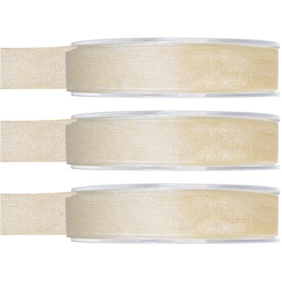 3x Hobby/decoratie ivoorwitte organza sierlinten 1,5 cm/15 mm x 20 meter