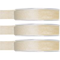 3x Hobby/decoratie ivoorwitte organza sierlinten 1,5 cm/15 mm x 20 meter