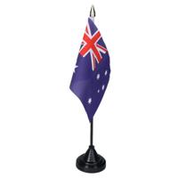 Vlag Australie tafelvlaggetjes - 1x stuks - 10 x 15 cm vlag - met zwarte standaard