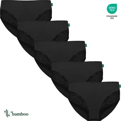 Gaubert 5-pak kanten bamboe heup slips - Multipack bamboe midi onderbroeken
