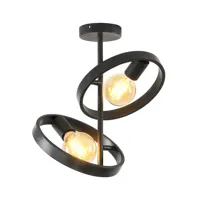 Ylumen Plafondlamp Hover 2 lichts H 53 cm mat zwart