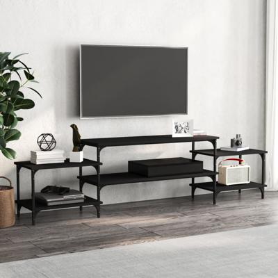 Tv-meubel 197x35x52 cm bewerkt hout zwart