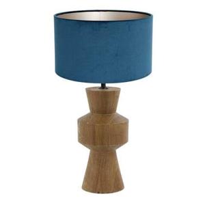 Light Living tafellamp Gregor - blauw - hout - 17 cm - E27 fitting -