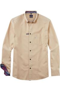 OLYMP Casual Regular Fit Overhemd beige, Effen