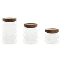 Set van 3 Potjes Home ESPRIT Transparant Natuurlijk 550 ml 750 ml 3 Onderdelen