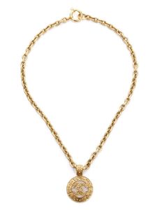 CHANEL Pre-Owned collier à pendentif CC en or plaqué (2004