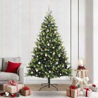 Kunstkerstboom met scharnier 300 LEDs Groen 210 cm PVC en PE