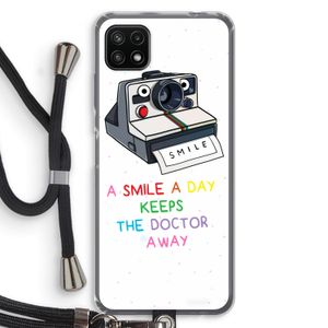Smile: Samsung Galaxy A22 5G Transparant Hoesje met koord