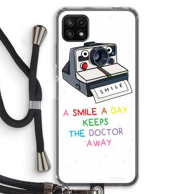 Smile: Samsung Galaxy A22 5G Transparant Hoesje met koord