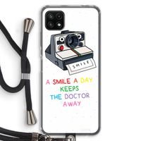 Smile: Samsung Galaxy A22 5G Transparant Hoesje met koord