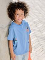 T-shirt met korte mouwen voor jongens middenblauw