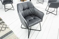 Exclusief design stoel LOFT fluweel zilvergrijs met armleuning - 42472 - thumbnail