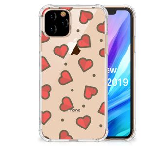 Apple iPhone 11 Pro Doorzichtige Silicone Hoesje Hearts