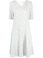 b+ab robe mi-longue plissée à fleurs - Blanc