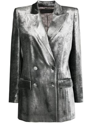 Alberta Ferretti veste en velours à boutonnière croisée - Gris