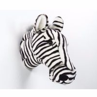 Pluche zebra dierenhoofd knuffel 35 cm muurdecoratie   - - thumbnail