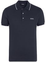 Zegna polo en piqué à design ondulé - Bleu